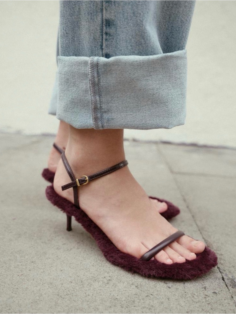 Zara Faux-Fur Sole Heeled Sandals